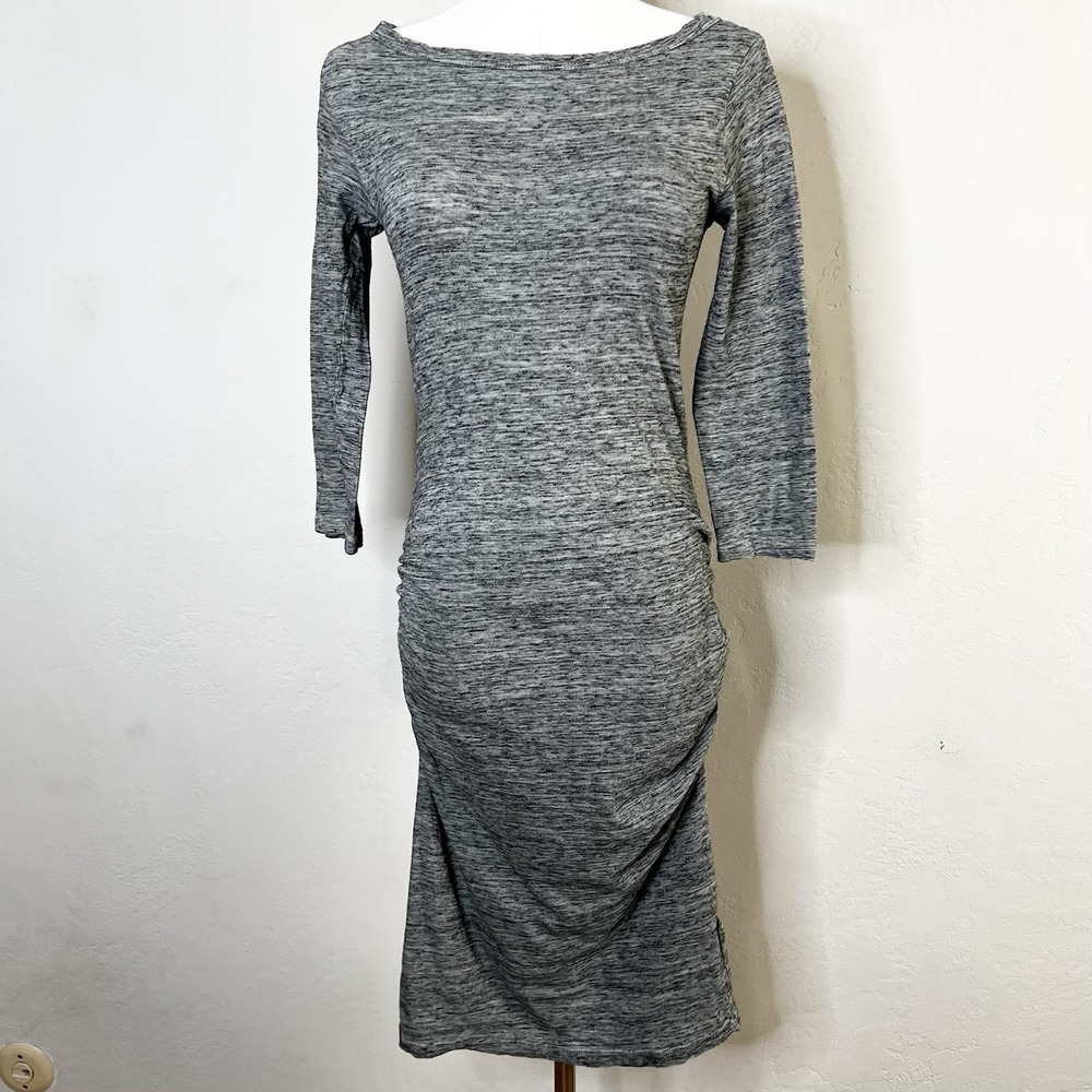 Standard James Perse Melange Jersey Ruched Dress Space Dyed Gray Size 2 / Medium